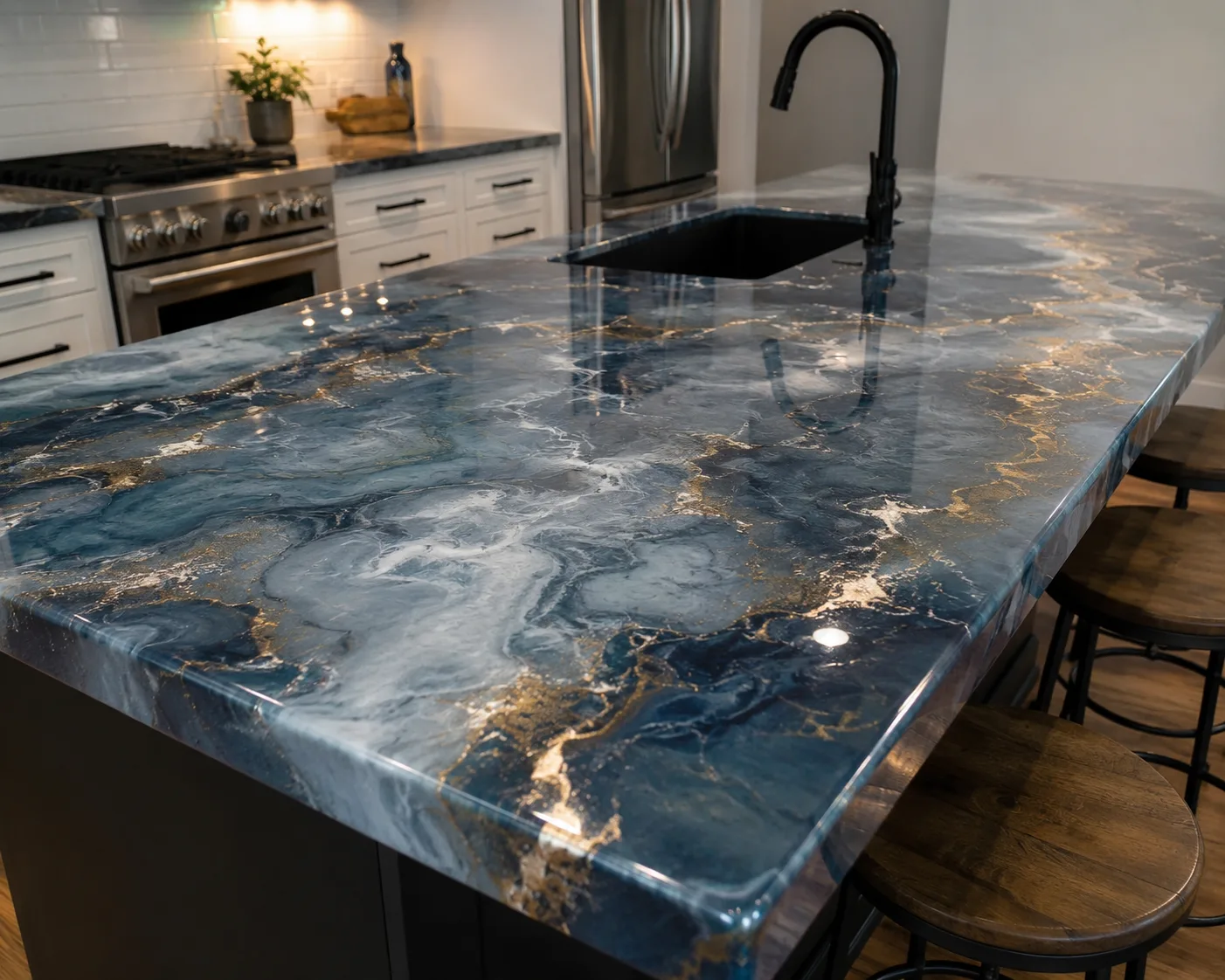 Metallic Epoxy Countertops finish available from Mountain Home Epoxy Flooring by Twin Lakes Epoxy in Mountain Home, Arkansas